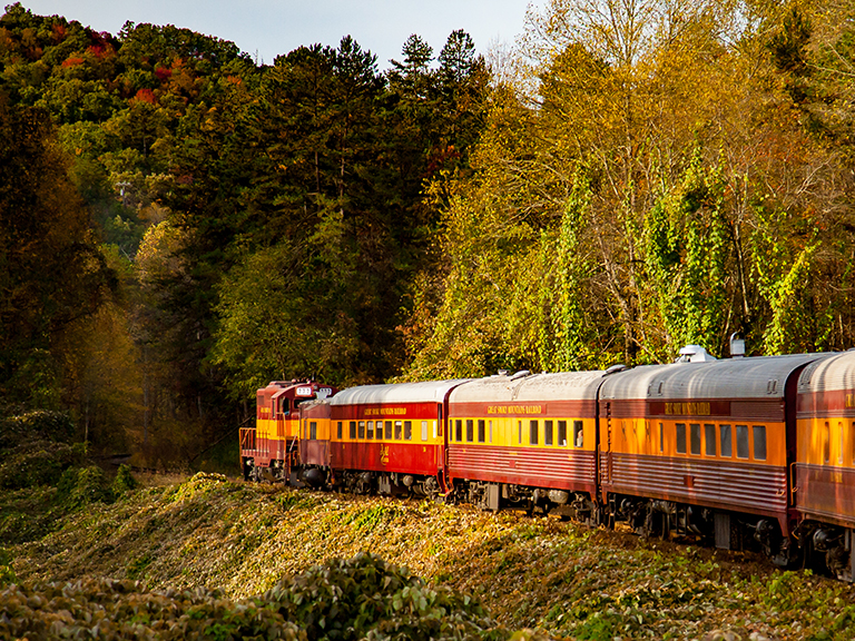 Northern Central Railway excursion train rolls through the borough of Railroad