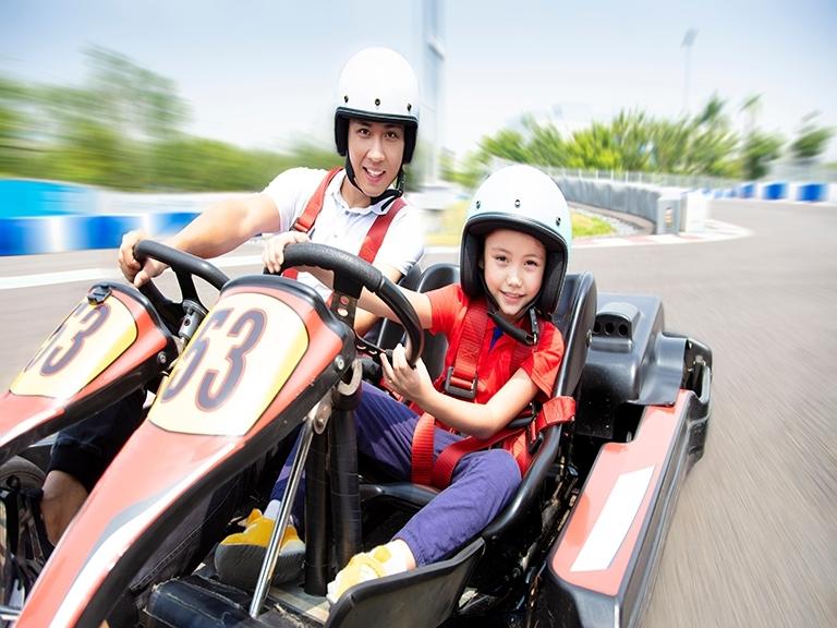 Parents-kids-go-kart-racing